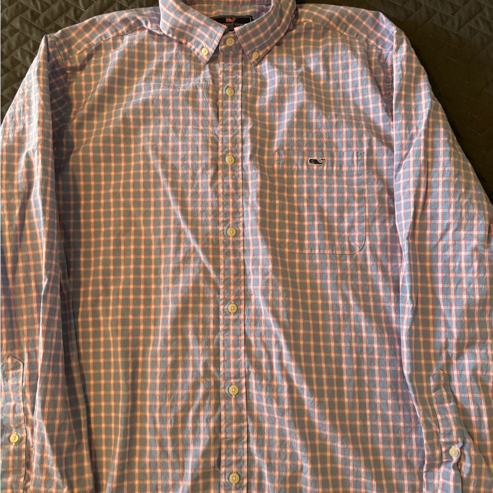 Vineyard Vines Blue and Pink Casual Button Down Shirt